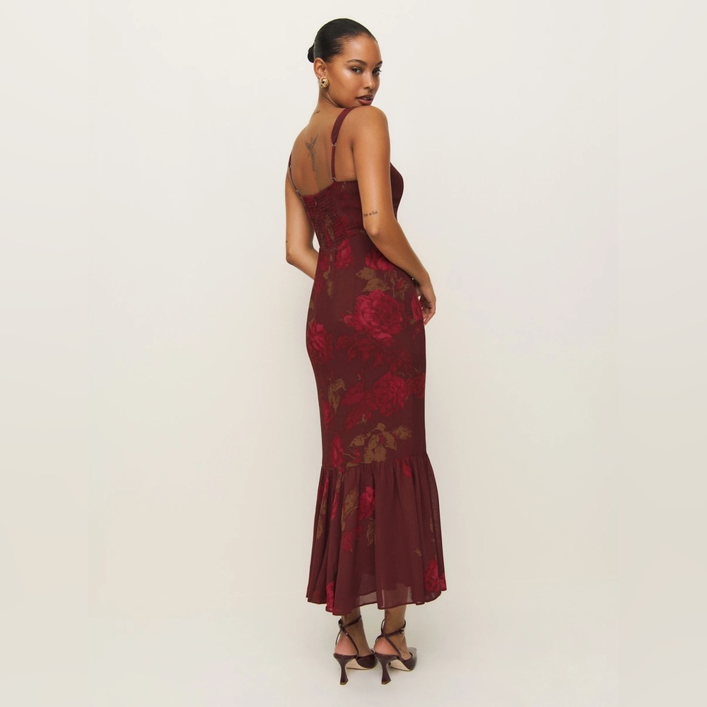 NEW Reformation Irisa Midi Dress Barcelona Border Red Floral Lace | size 6 - Picture 5 of 13